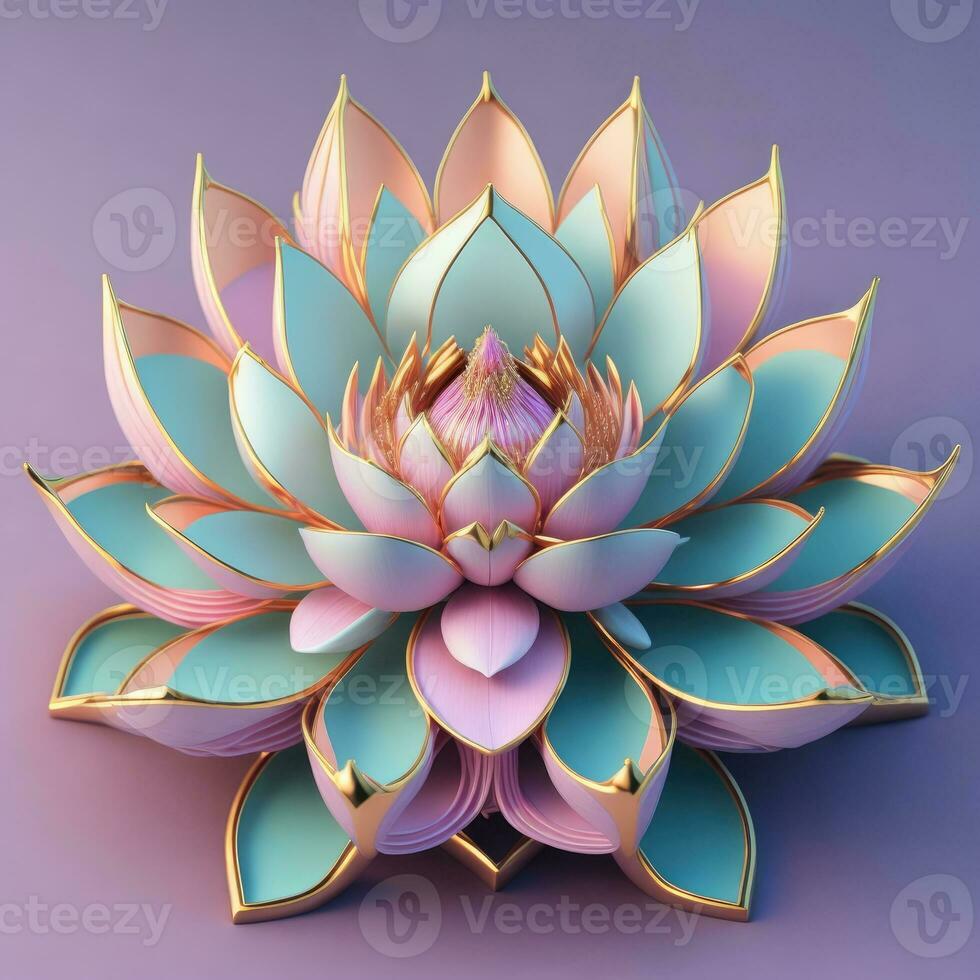 3D flowers made from ceramic with pastel colors and a touch of gold photo