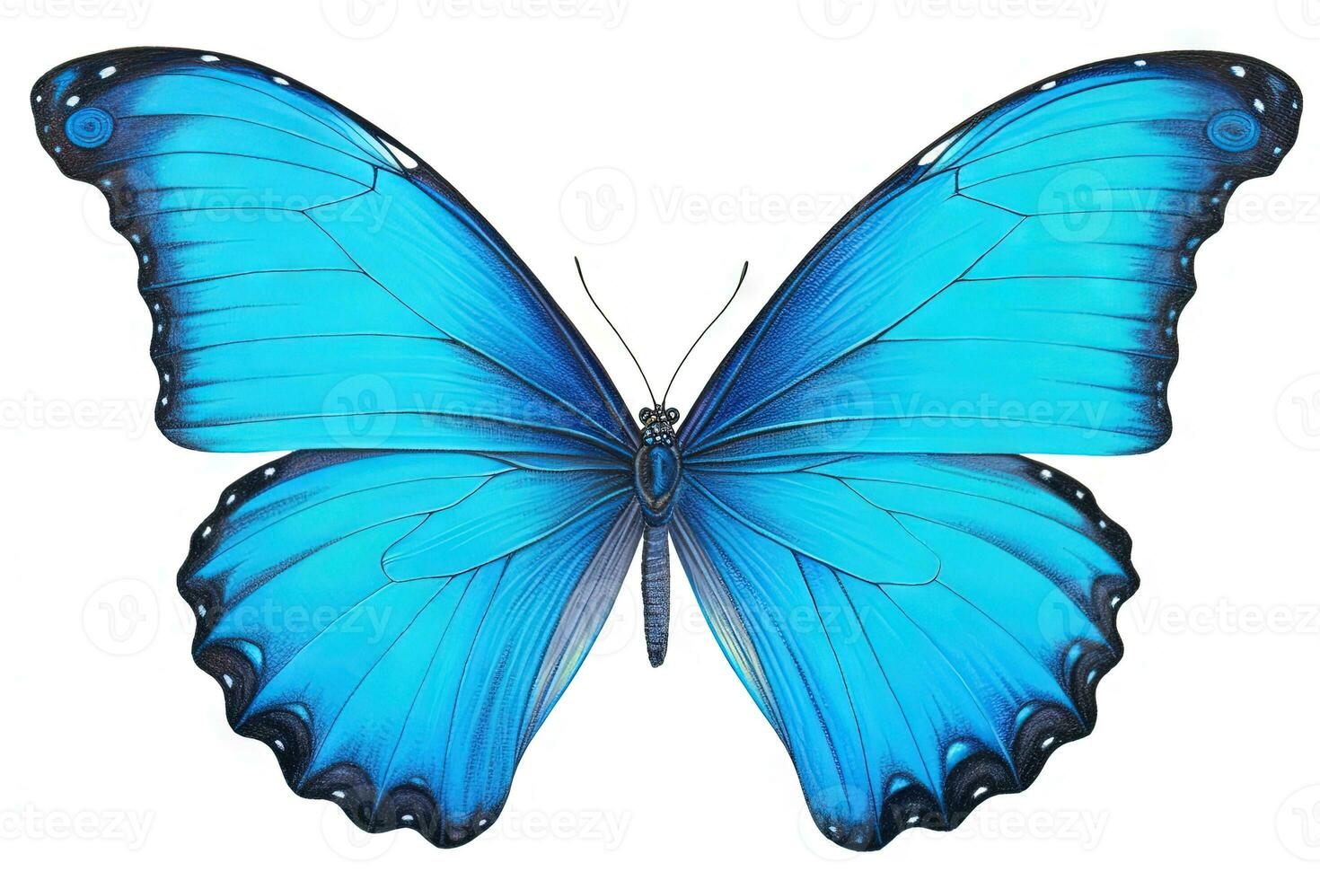 Butterfly with colorful wings isolated on white. Generative AI. photo