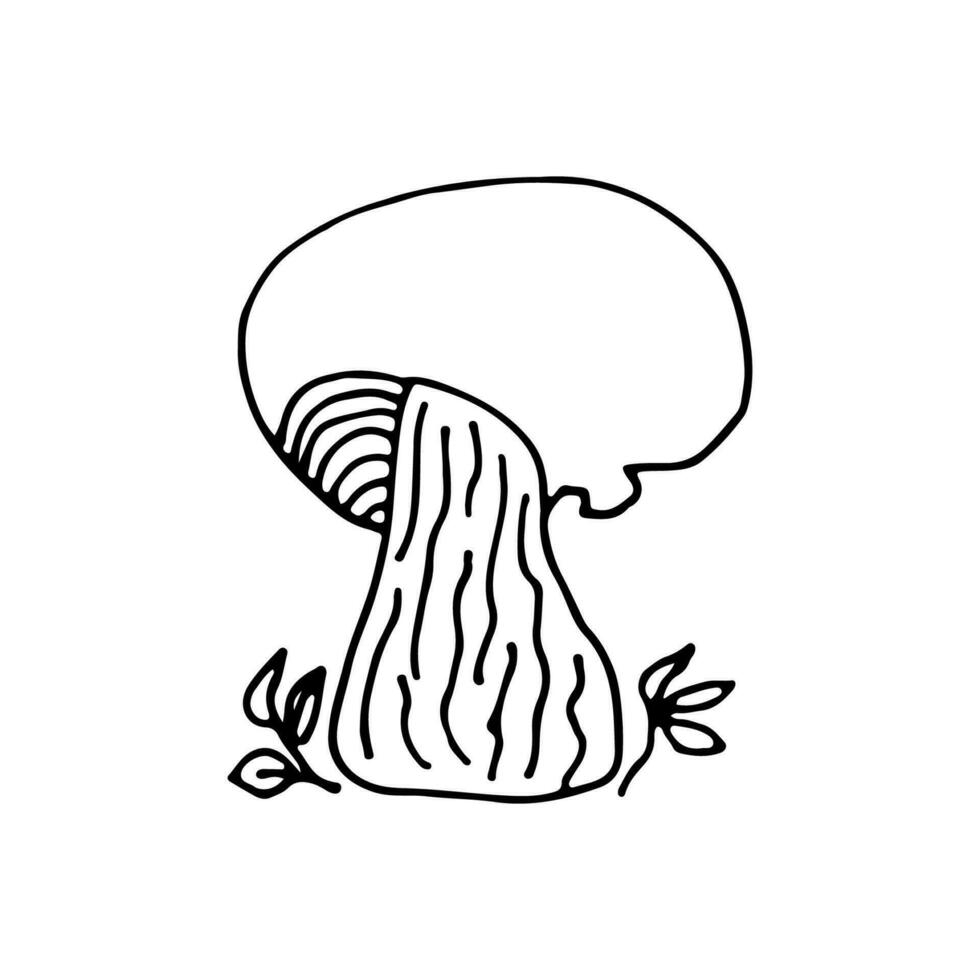 Mushrooms of wildlife, spore organism. Mycology. Plant.  Mystical mushrooms. Doodle. Hand drawn. Vector illustration. Outline.
