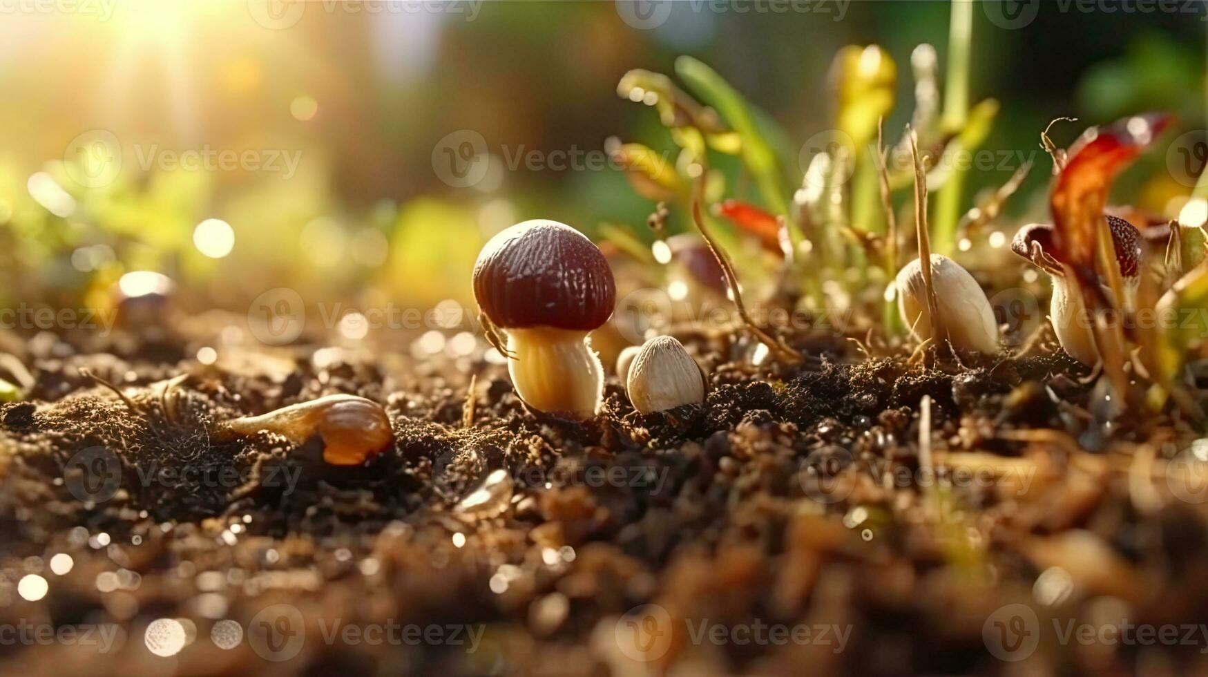 Germinating Seeds of Vegetable on the Earth in various seasons, AI Generated photo