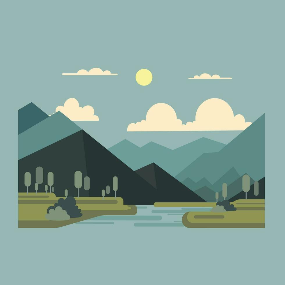 hermosa naturaleza paisaje paisaje vector ilustración