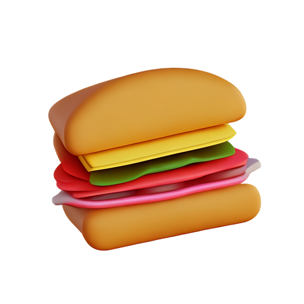 sandwich 3d rendering icon illustration png