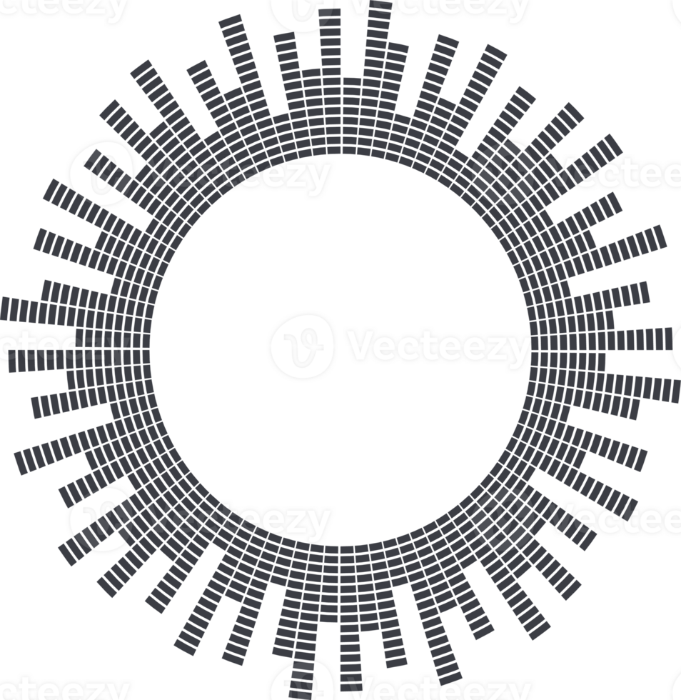 Circle sound wave. Audio music equalizer. Round circular icon. Spectrum radial pattern and frequency frame. png