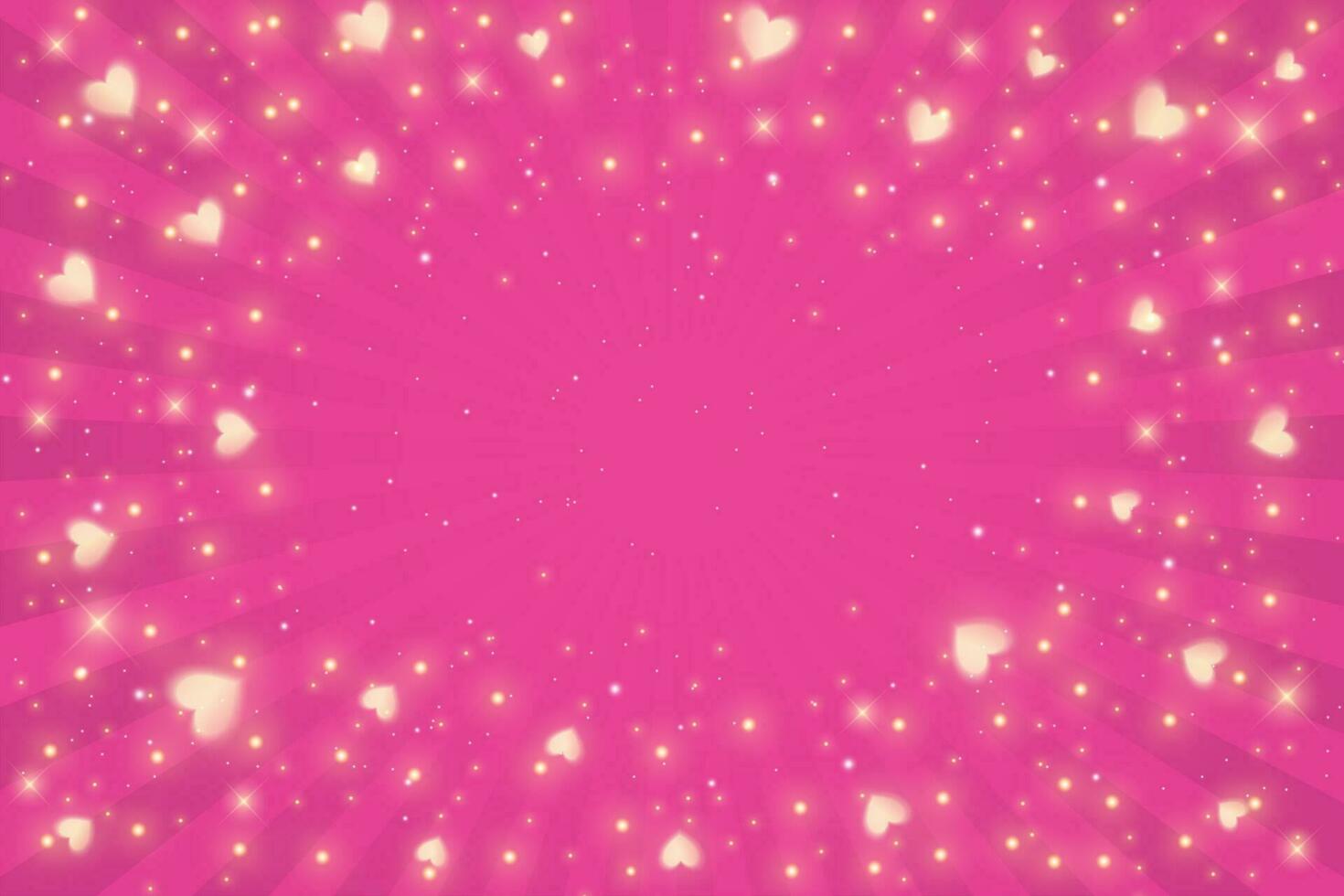 Sunburst pink background. Cartoon radial light backdrop. Retro comic pattern with rays and sparkles and stars. Vector wallpaper