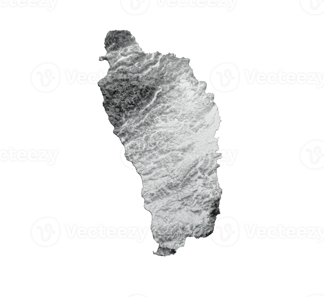 Dominica Map Flag Shaded relief Height map 3d illustration png