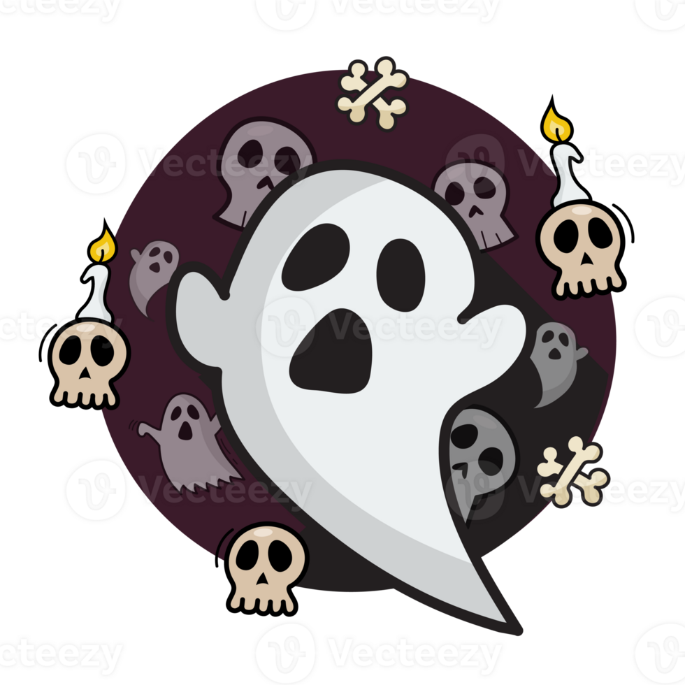 Spooky ghosts doodle style png