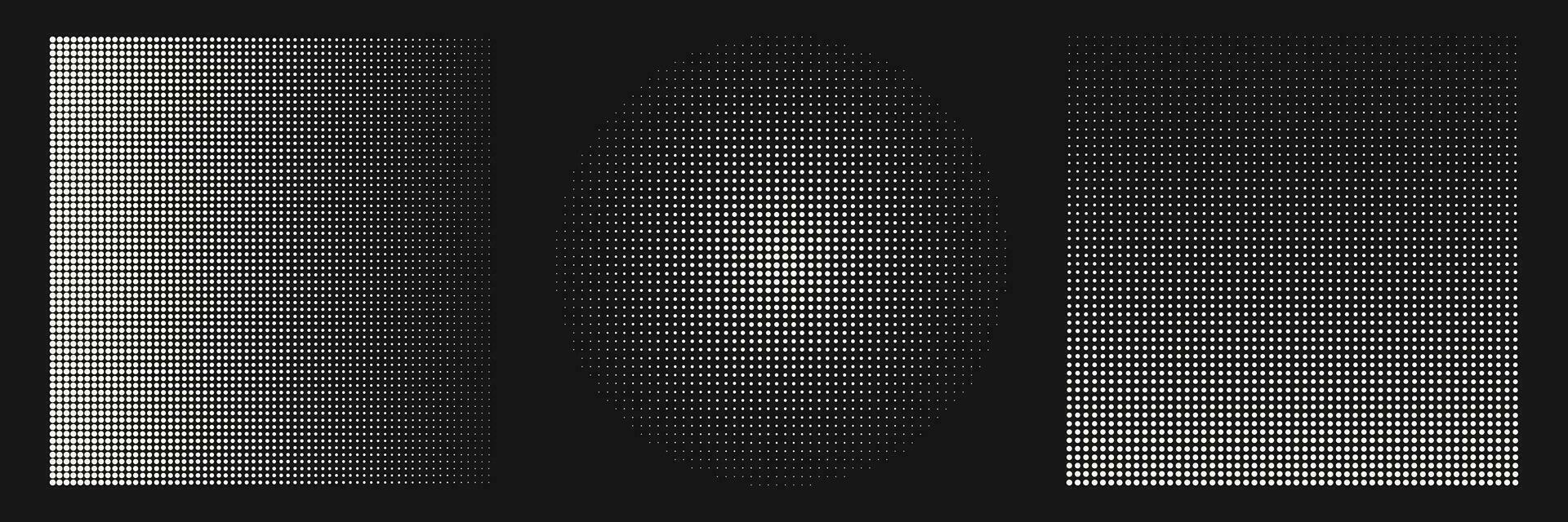 Abstract geometric halftone shapes. White dotted circle and square gradient. vector