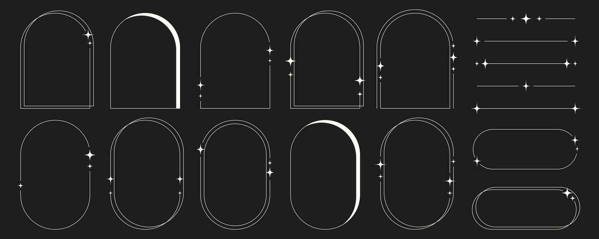 moderno minimalista línea marcos en de moda retro estilo. y2k estético diseño. vector
