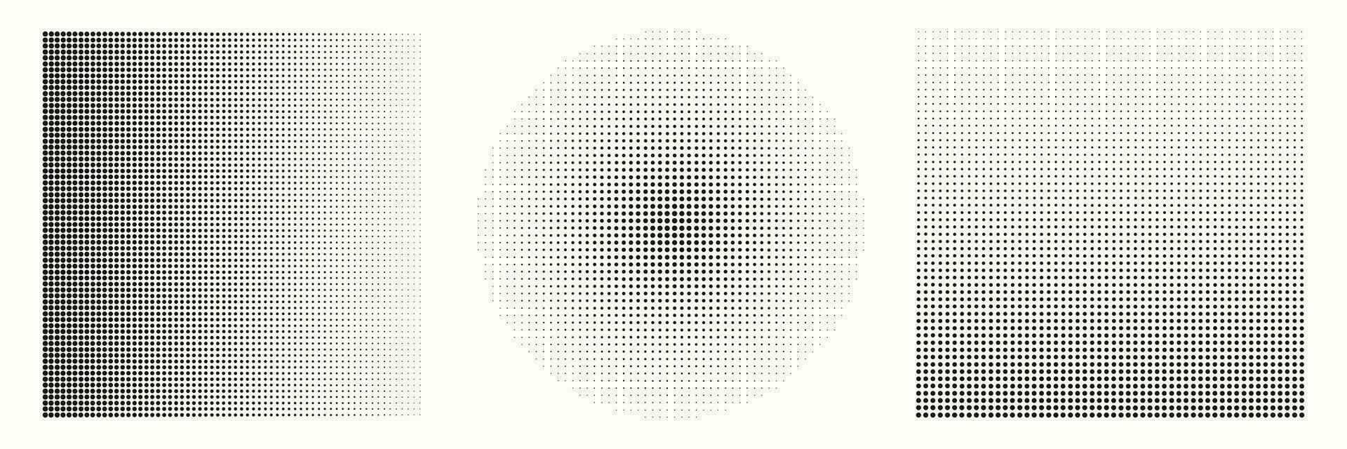Abstract geometric halftone shapes. Black dotted circle and square gradient. vector