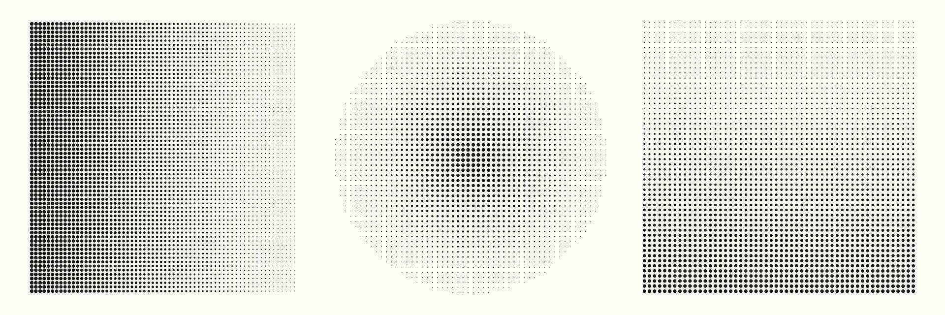 Abstract geometric halftone shapes. Black dotted circle and square gradient. vector