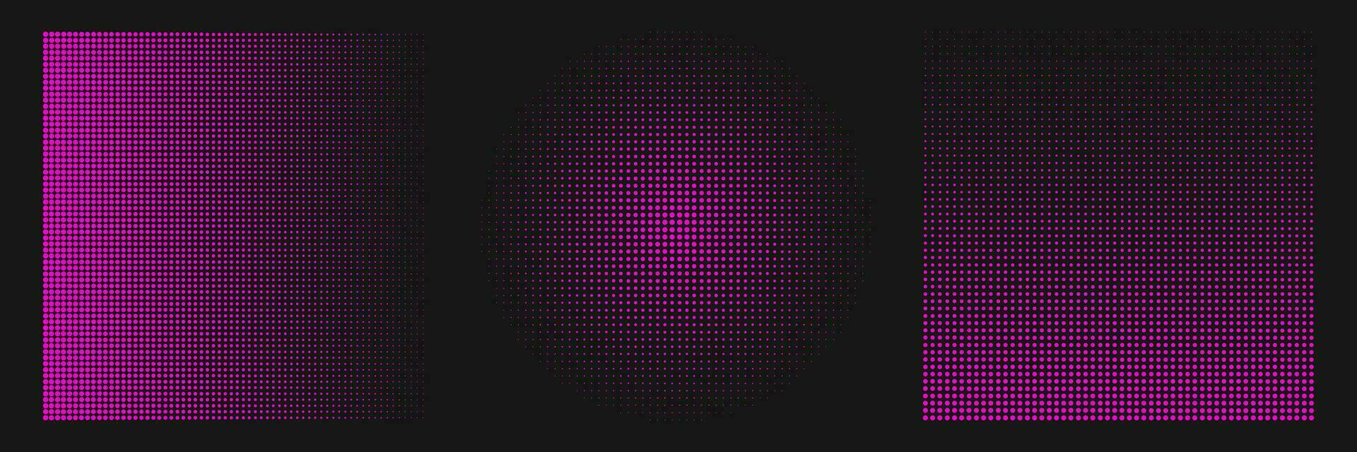 Abstract geometric halftone shapes. Pink dotted circle and square gradient. vector