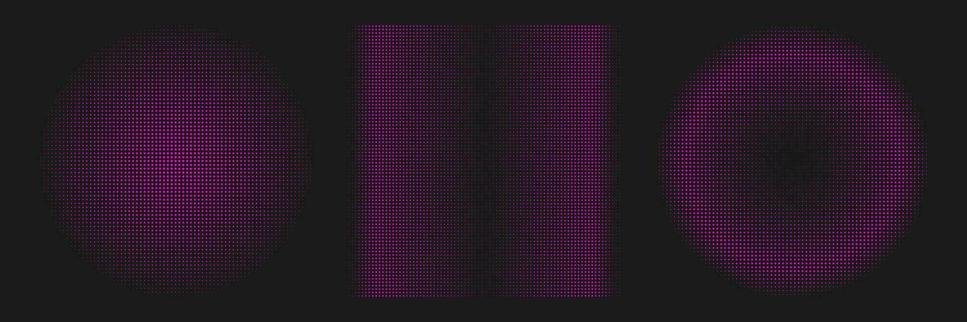 Abstract geometric halftone shapes. Pink dotted circle and square gradient. vector