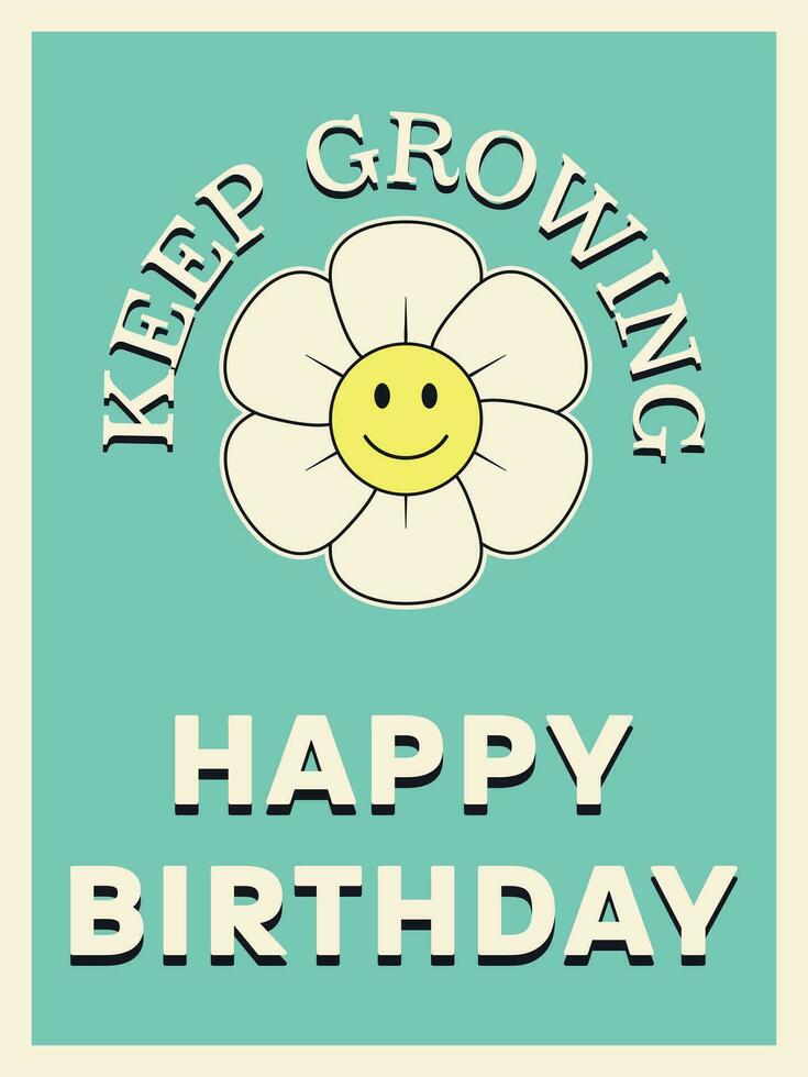 Happy Birthday retro greeting card. vector