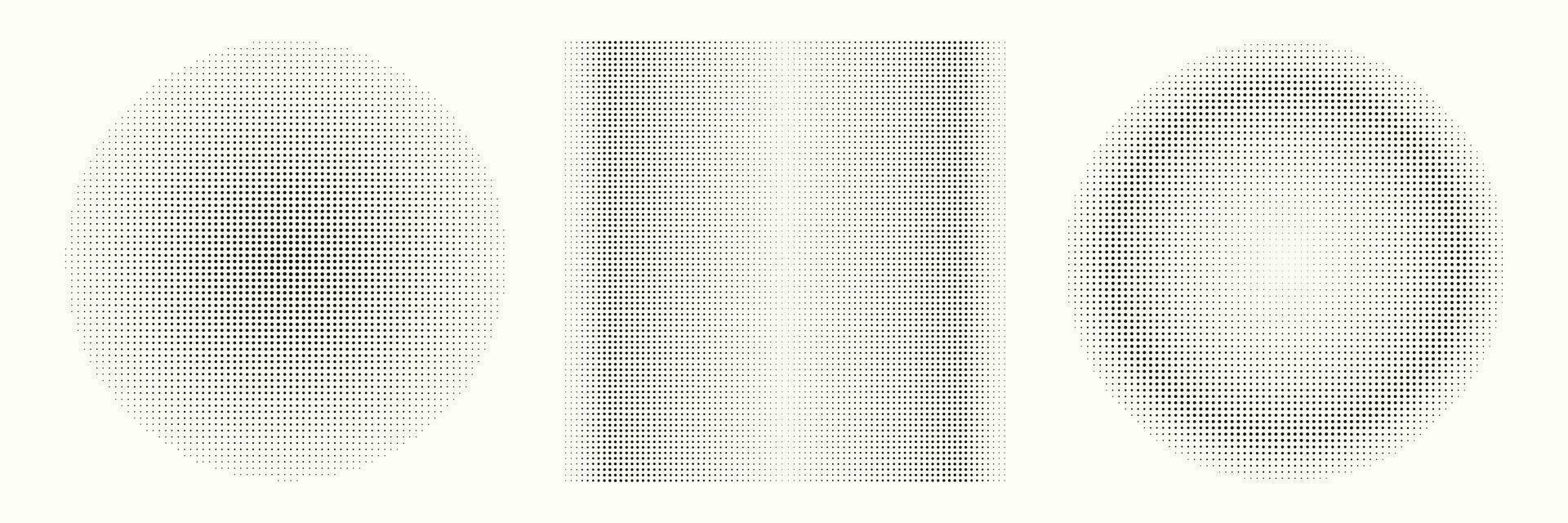 Abstract geometric halftone shapes. Black dotted circle and square gradient. vector