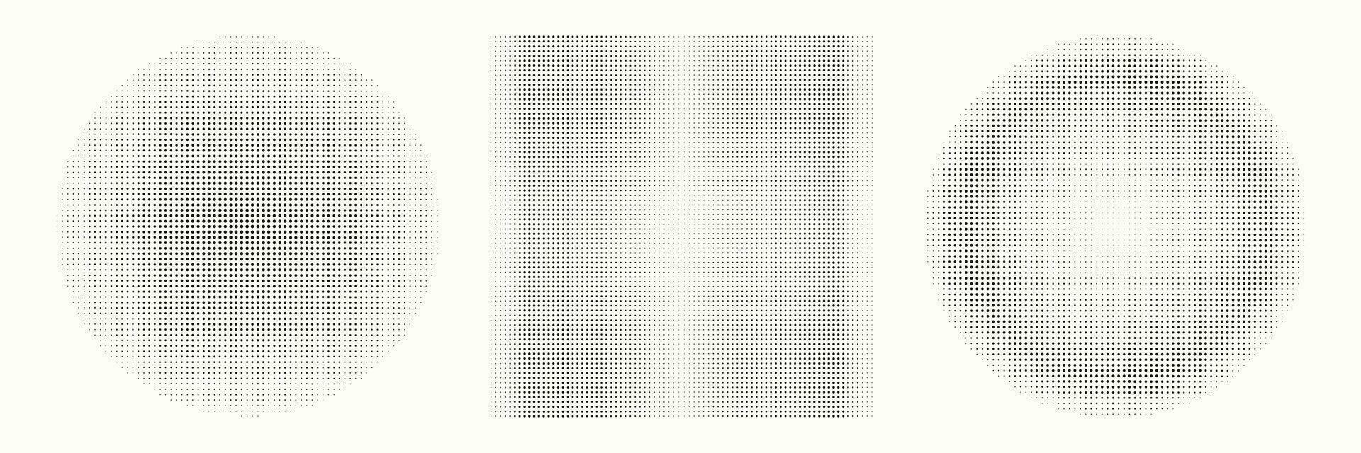 Abstract geometric halftone shapes. Black dotted circle and square gradient. vector