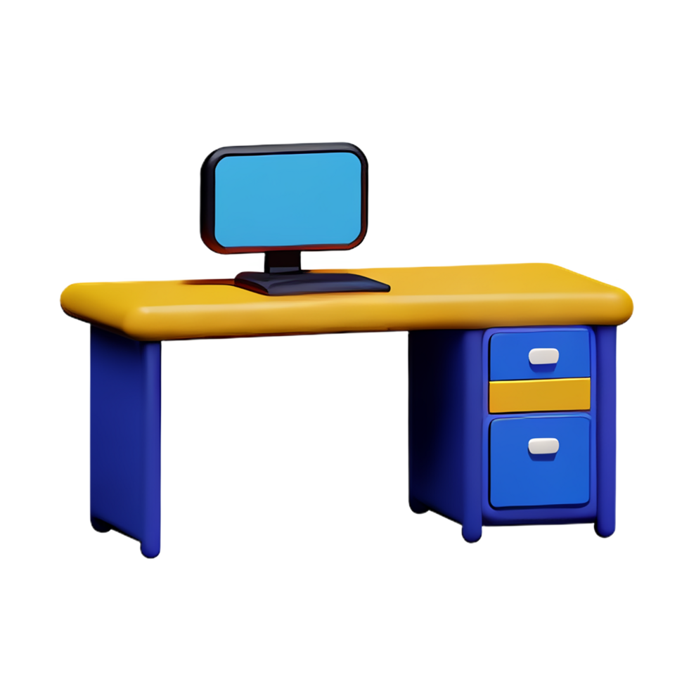 desk 3d rendering icon illustration png
