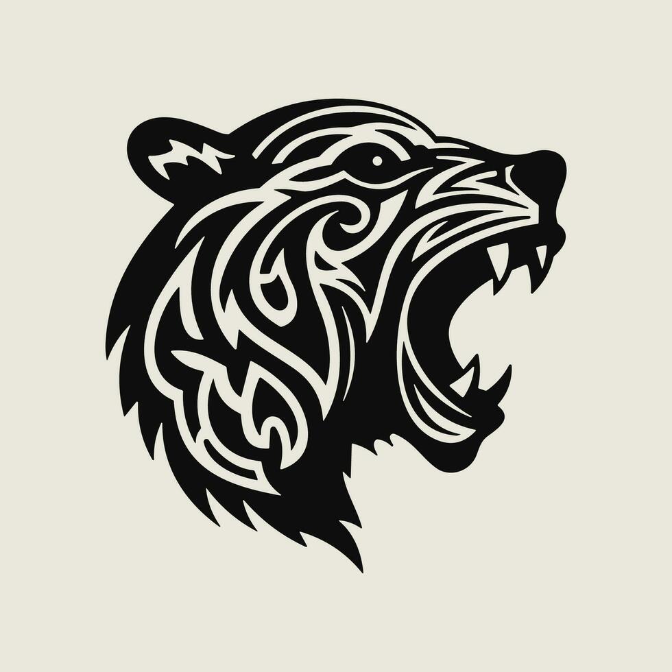oso cabeza en céltico símbolo plano vector