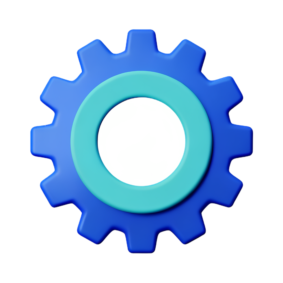 gear 3d rendering icon illustration comma separated, no special characters png