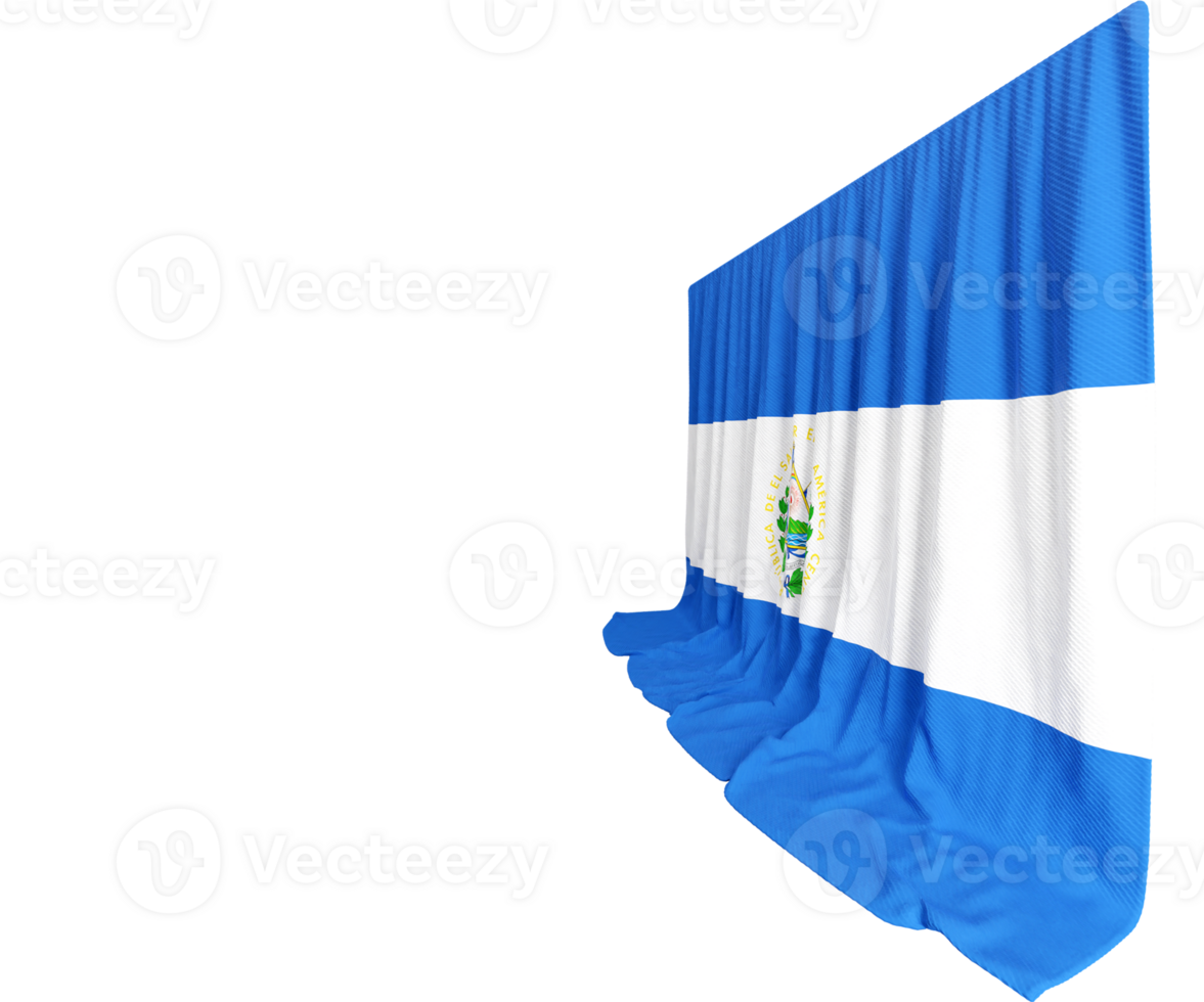 salvadorenho bandeira cortina dentro 3d Renderização el Salvador vibrante alma png