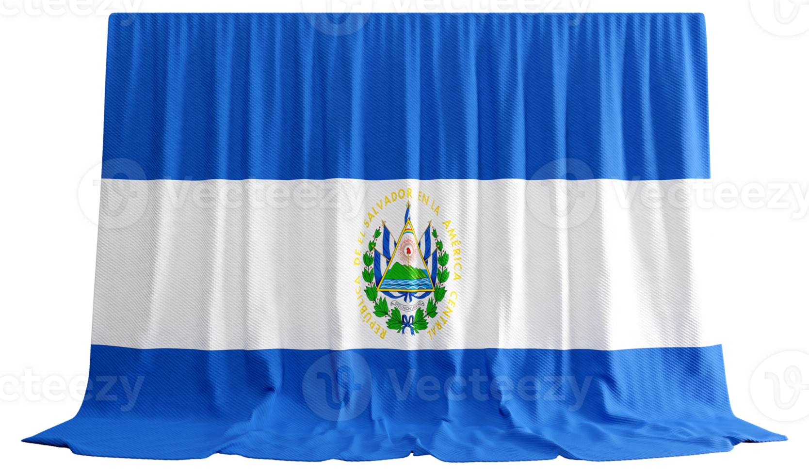 salvadorenho bandeira cortina dentro 3d Renderização el Salvador vibrante alma png