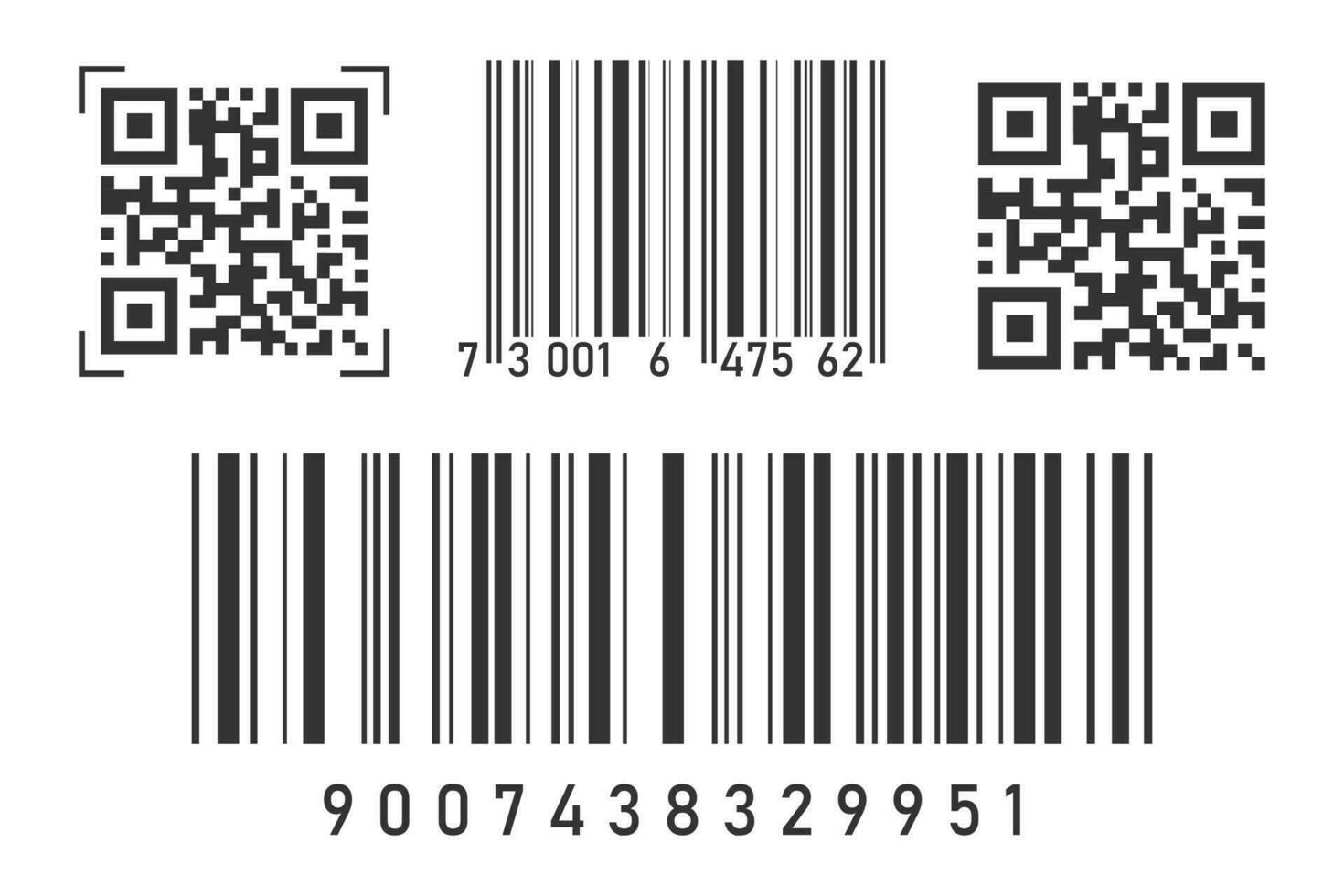 Barcode and qr code set. Realistic design. Isolated vector illustration.