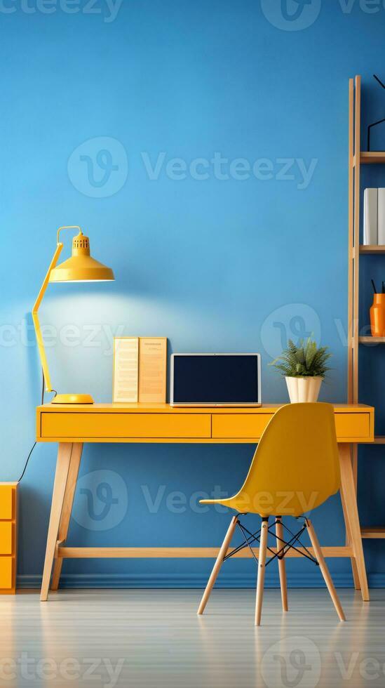 Embracing the Digital Era with an Ideal Workspace Bathed in Bright Hues and Detail AI Generative photo