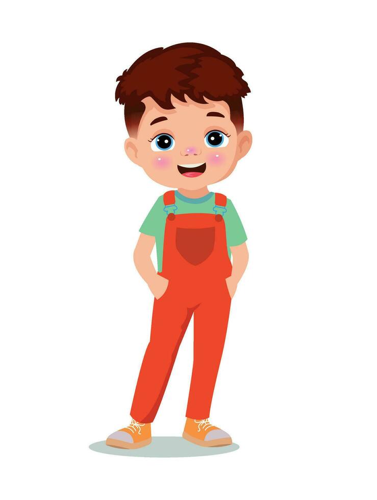 cute happy little boy vector