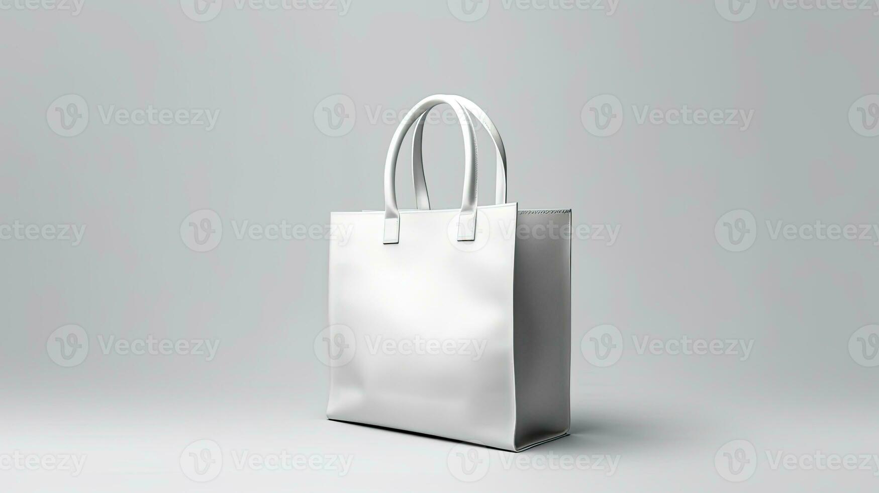 Packaging Bag Mockup White with shades on white Bg, AI Generated photo