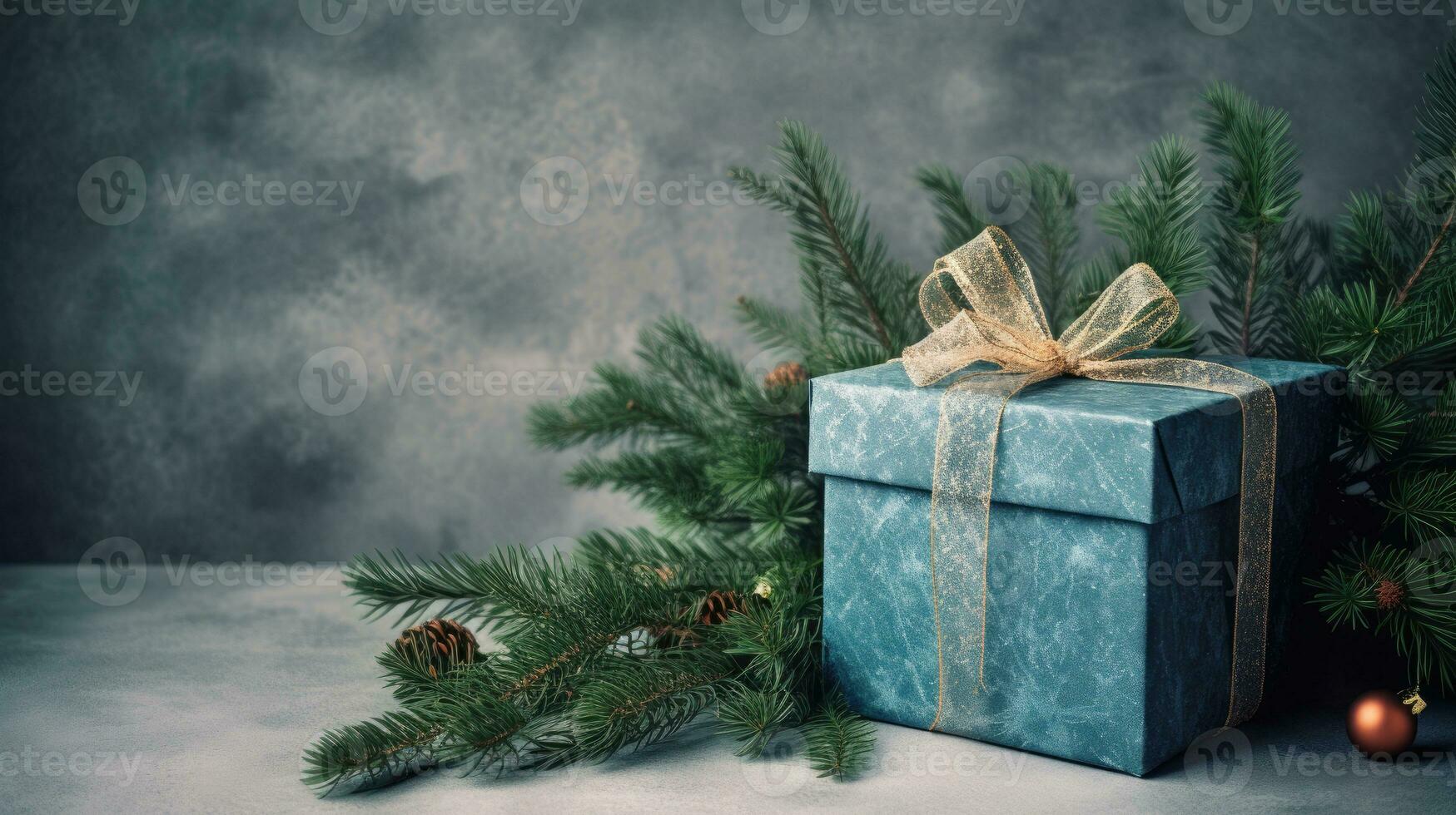 Embracing the Magic of Christmas through Fir Branches and Gifts, AI Generated photo