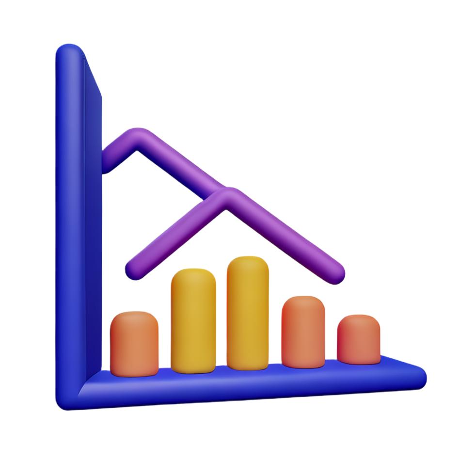 chart 3d rendering icon illustration png