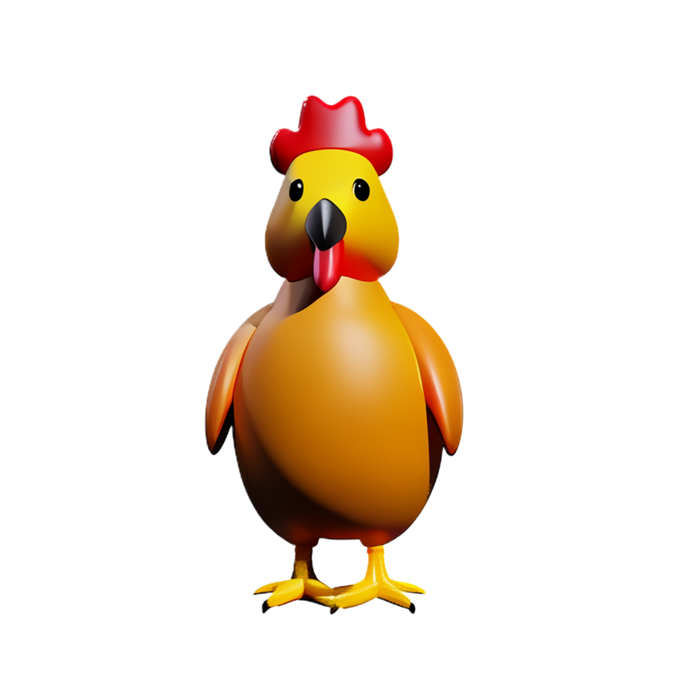 chicken 3d rendering icon illustration png