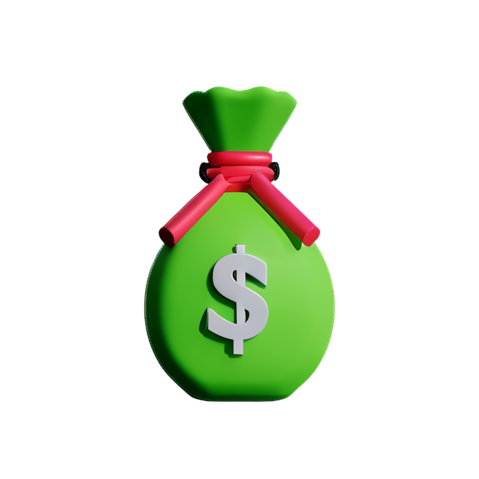 money bag 3d rendering icon illustration png