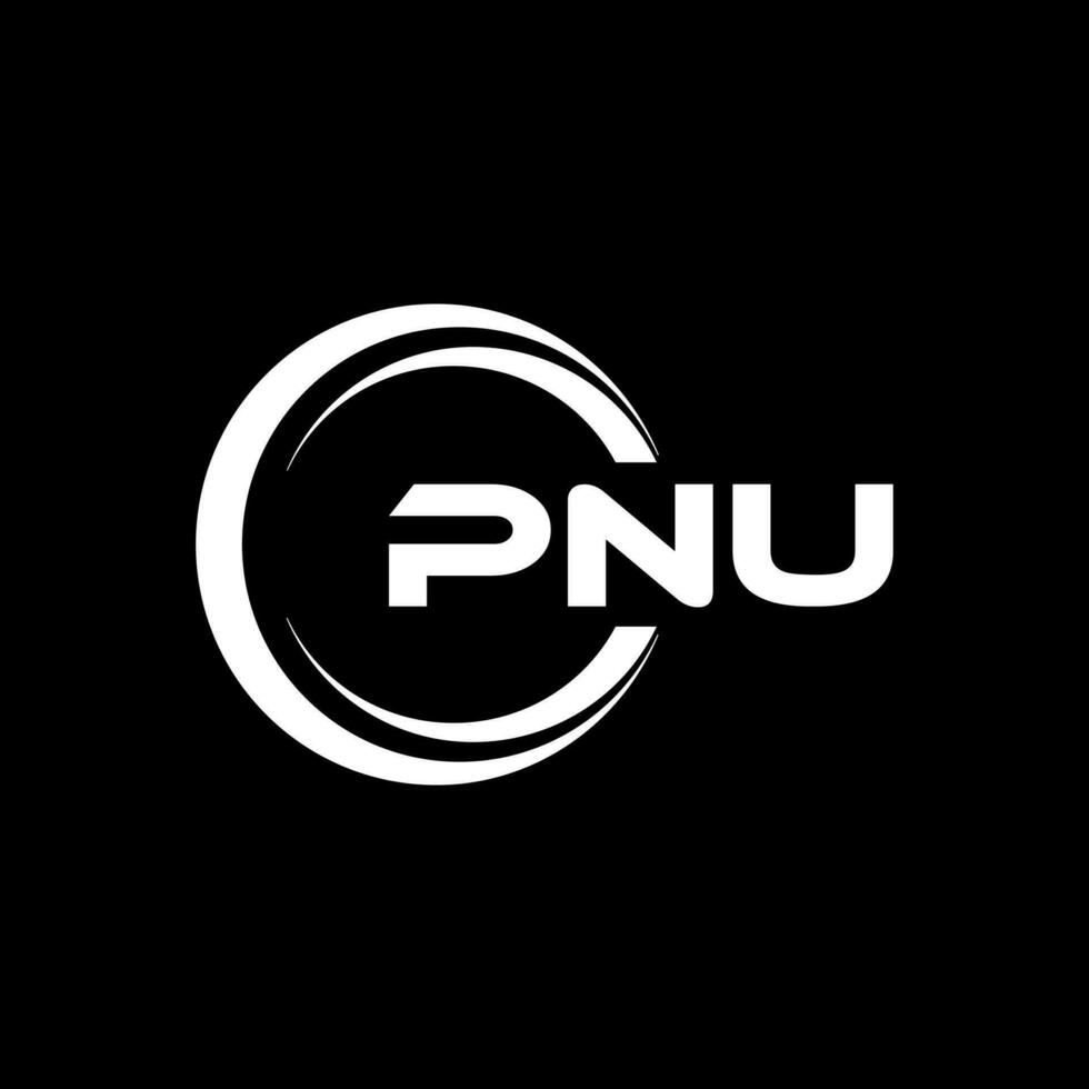 PNU Letter Logo Design, Inspiration for a Unique Identity. Modern Elegance and Creative Design. Watermark Your Success with the Striking this Logo. vector