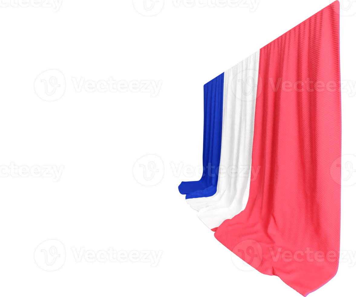 French Flag Curtain in 3D Rendering Celebrating French Elegance png