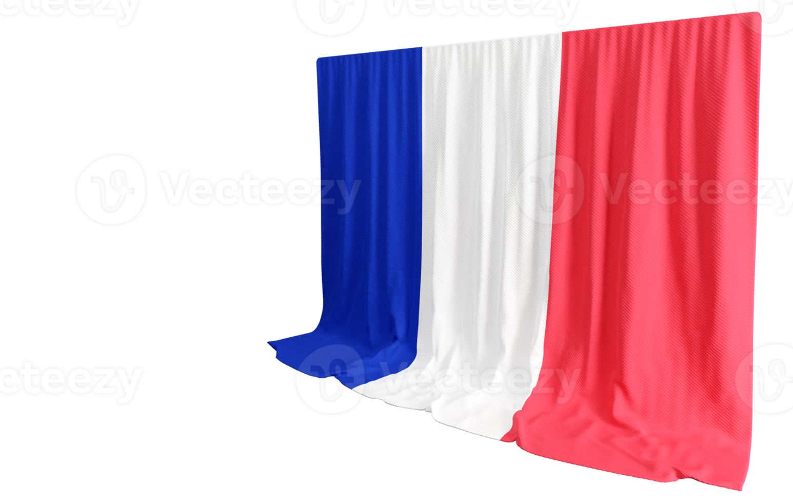 French Flag Curtain in 3D Rendering Celebrating French Elegance png