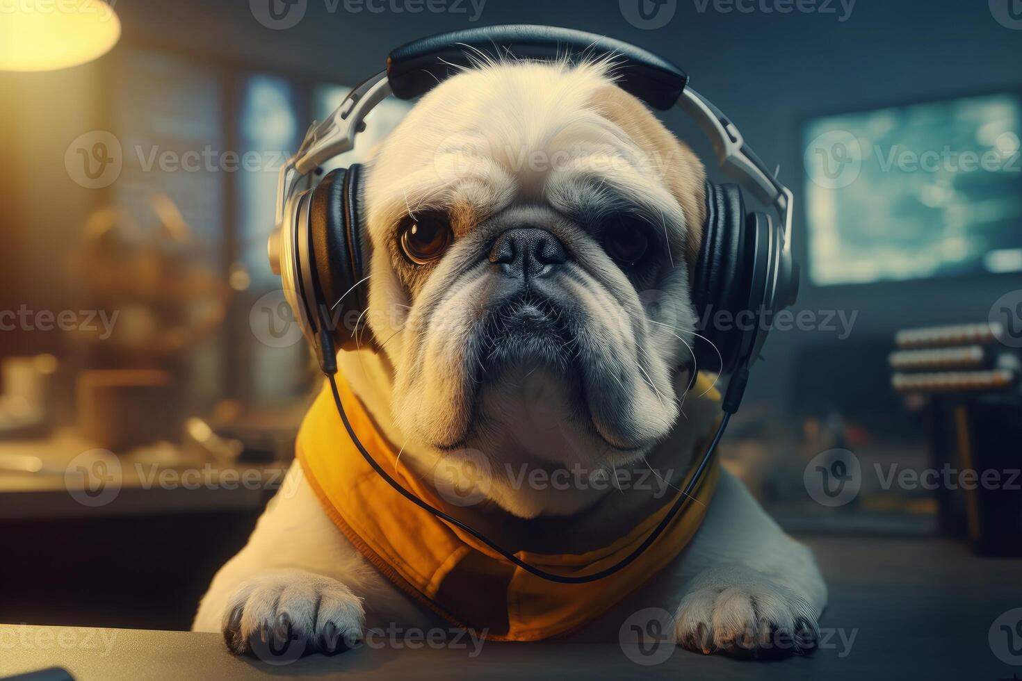 Funny serious dog. Generate Ai photo
