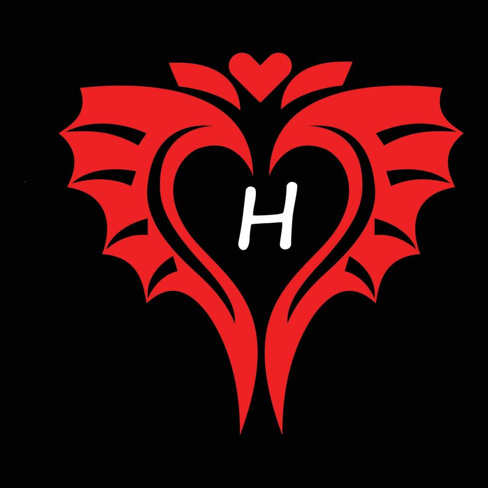 Red  love and alphabet H vector