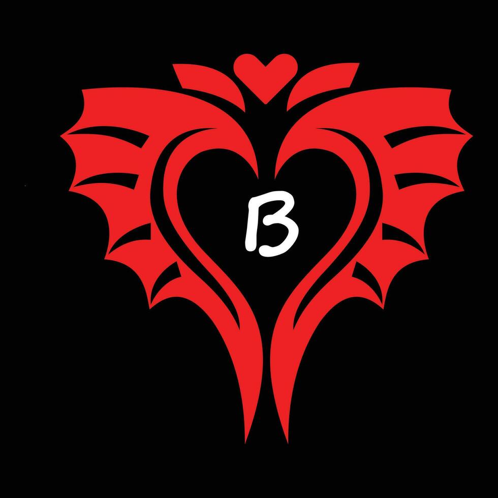 Red  love and alphabet B vector