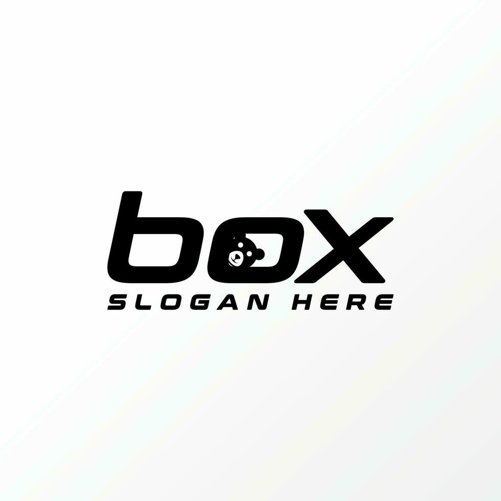 Logo design graphic concept creative abstract premium vector stock sign letter word BOX font with funny panda zoo. Related animal game shop children