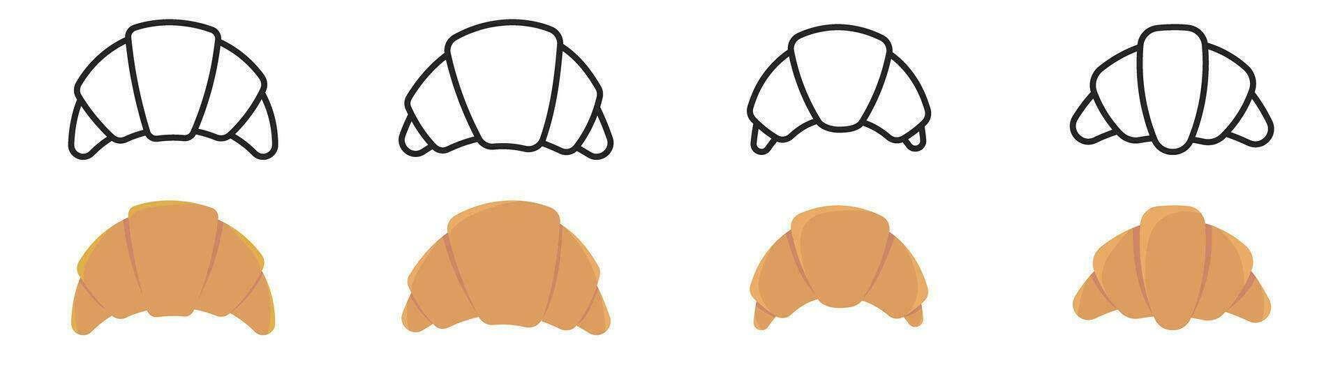 croissant doodle hand drawing icon vector