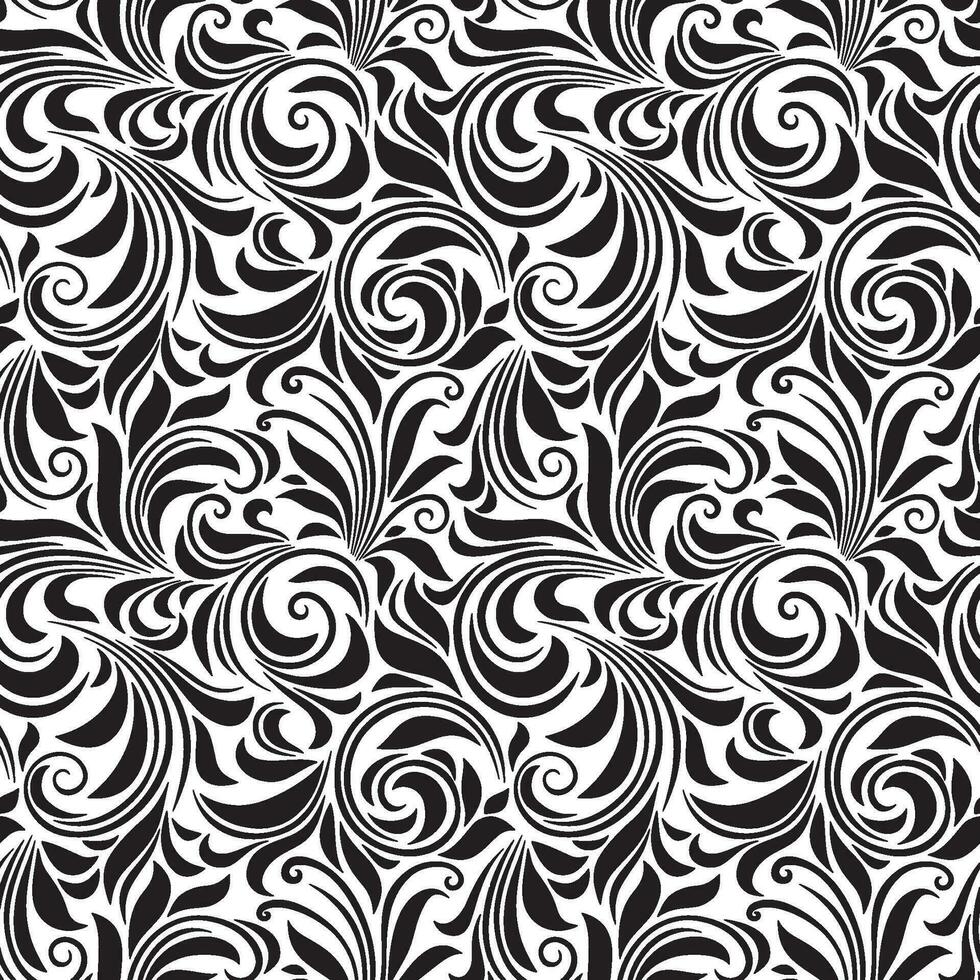 Vector vintage seamless black and white floral pattern