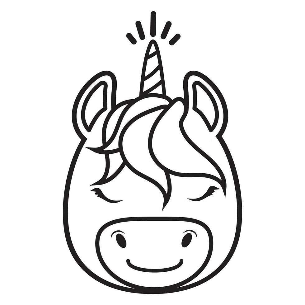 linda unicornio cabeza colorante paginas vector