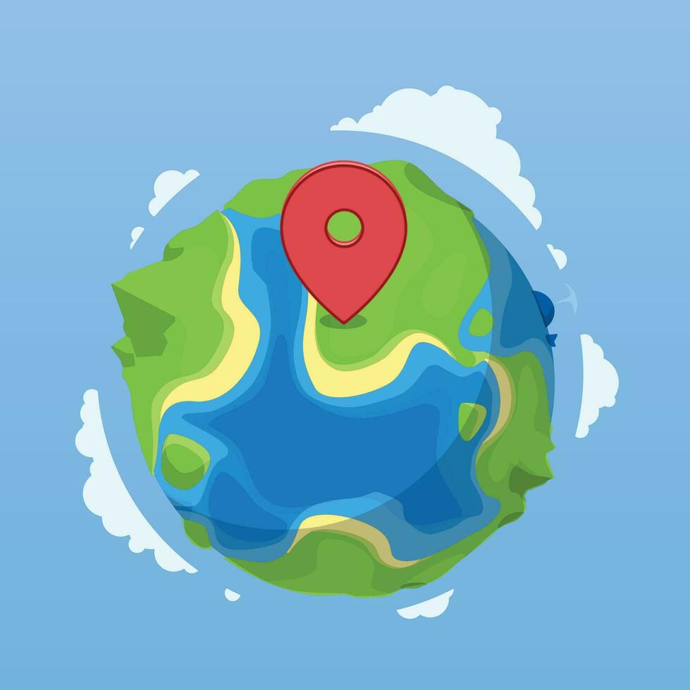 Illustration of earth and geolocation vector