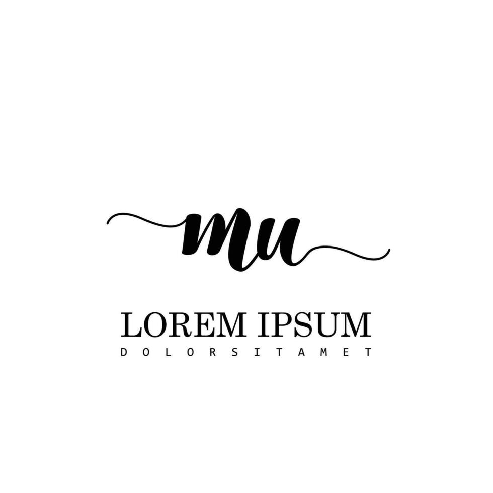 MU Initial Handwriting Template Design vector