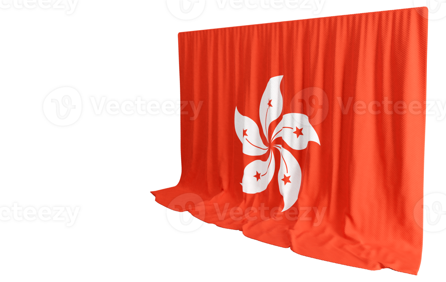 Cantonese Flag Curtain in 3D Rendering Reflecting Hong Kong's Spirit png
