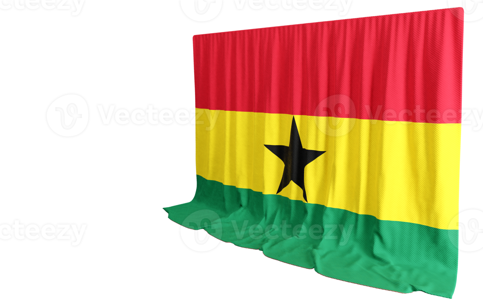 Ghanaian Flag Curtain in 3D Rendering Embracing Ghana's Heritage png