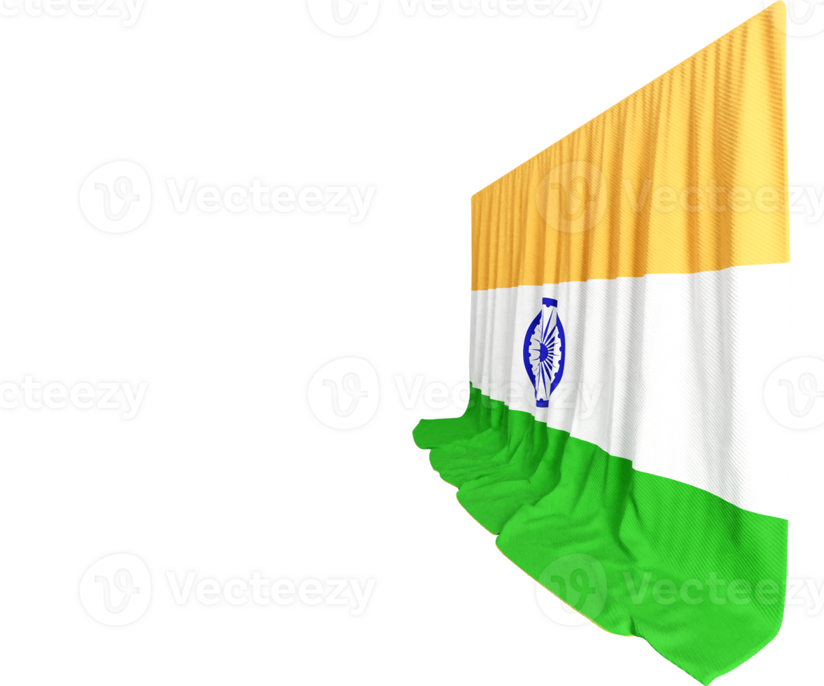 Hindi Flag Curtain in 3D Rendering Celebrating India's Rich Culture png