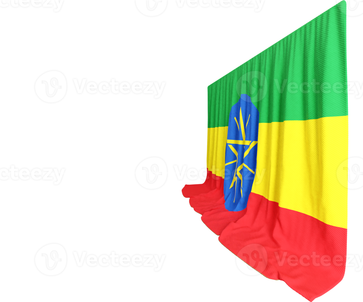 Amharic Flag Curtain in 3D Rendering Celebrating Ethiopia's Rich Culture png