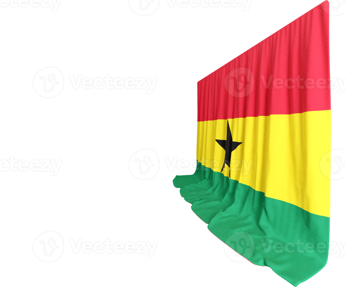 Ghanaian Flag Curtain in 3D Rendering Embracing Ghana's Heritage png