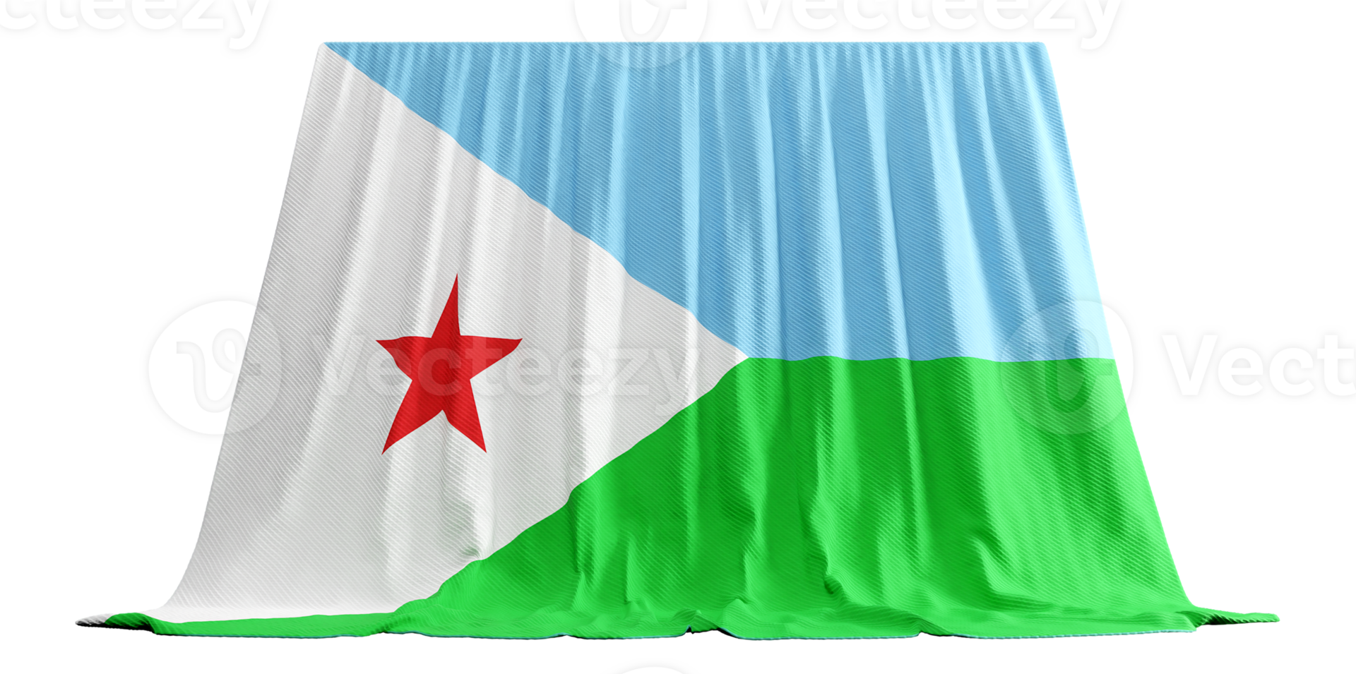 Djiboutian Flag Curtain in 3D Rendering Celebrating Djibouti's Identity png